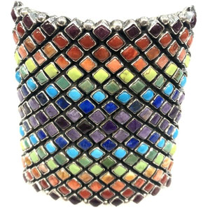 Navajo artist made multicolor cuff bracelet