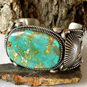 Navajo artist Delbert Gordon Royston made turquoise cuff